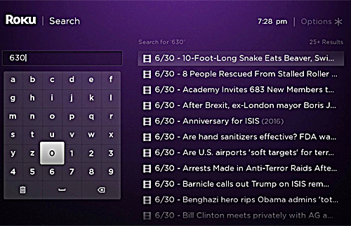 Roku Search screenshot
