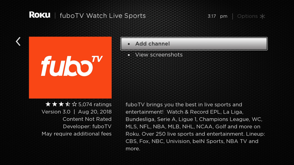 Fubotv Watch Live Sports Tv Roku Guide